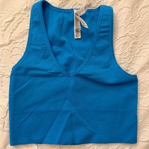 Athleta Blue Ribbed Crop Top